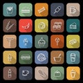 Fast food line flat icons with long shadow Royalty Free Stock Photo