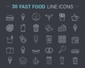 Fast Food Line Icons Royalty Free Stock Photo