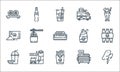 fast food line icons. linear set. quality vector line set such as chicken wings, french fries, smoothies, trash, drive thru, salt Royalty Free Stock Photo