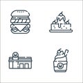 fast food line icons. linear set. quality vector line set such as ice cream, restaurant, brownies