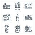 fast food line icons. linear set. quality vector line set such as food truck, french fries, soda, hot dog, coke, drive thru, menu Royalty Free Stock Photo