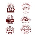 Fast Food logo design, retro cartoon style. Taco modern icons illustration.