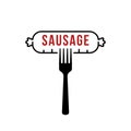 fast food logo like thin line sausage on fork