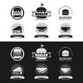 Fast food logos set. Burgers, sandwich illustrations.