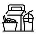 Fast food lunch icon, outline style Royalty Free Stock Photo