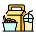 Fast food lunch icon vector flat Royalty Free Stock Photo