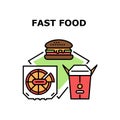 Fast Food Lunch Vector Concept Color Illustration Royalty Free Stock Photo