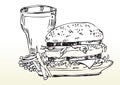 Fast food meal drawing Royalty Free Stock Photo