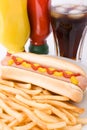 Fast food meal with hotdog Royalty Free Stock Photo