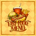 Fast food menu design list with hot dog