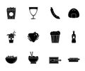Fast food menu icons set silhouette Royalty Free Stock Photo