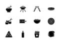 Fast food menu icons set silhouette Royalty Free Stock Photo