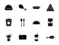 Fast food menu icons set silhouette Royalty Free Stock Photo