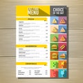 Fast food menu. Set of food and drinks icons. Flat style design. Royalty Free Stock Photo