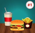 fast food menu template with combo meal number one