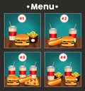 fast food menu template with combos meal numbers Royalty Free Stock Photo