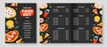 Fast food menu, vector leaflet layout, restaurant menu template, american and italian food, pizza, hamburger and soda