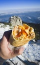 Fast food on mountain landscape Royalty Free Stock Photo