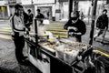 Fast food on the night streets of Hong Kong Royalty Free Stock Photo