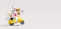 Fast food online delivery concept with scooter coming through the smartphone screen