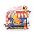 Fast food online vector concept for web banner, website page Royalty Free Stock Photo