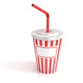 Fast food paper cup with red tube