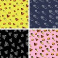 Fast food pattern set Royalty Free Stock Photo