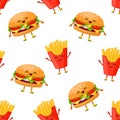 Fast food pattern. Vector seamless texture.