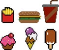 Fast food in pixel-art style Royalty Free Stock Photo
