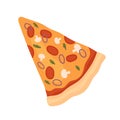 Fast food pizza slice, tasty fastfood snack top view, delivery menu for italian pizzeria