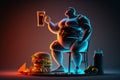 fast food problem of being overweight. Improper diet, junk food, unhealthy habits. Overweight problem, fat people, big
