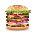 Fast Food Realistic Burger Vector. Big Burger Icon