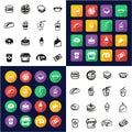 Fast Food Restaurant All in One Icons Black & White Color Flat Design Freehand Set Royalty Free Stock Photo