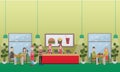 Fast food restaurant concept vector flat illustration Royalty Free Stock Photo