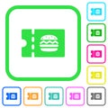 Fast food restaurant discount coupon vivid colored flat icons Royalty Free Stock Photo