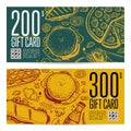 Fast food restaurant gift card set