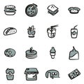 Fast Food Restaurant Icons Freehand 2 Color