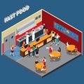 Fast Food Restaurant Isometric Illustration Royalty Free Stock Photo