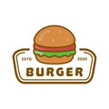 fast food restaurant logo template with burger Royalty Free Stock Photo