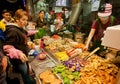 Fast-food restaurant stall with meat dishes and grilled seafood