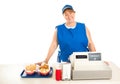 Fast Food Restaurant Worker Smiling Royalty Free Stock Photo