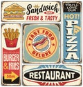 Fast food restaurants and diners retro signs