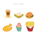 Fast Food Sandwich Burger Pizza Drink Cake Set