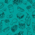 Fast food. Seamless background. Vector fast food pattern