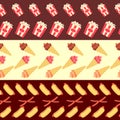 Fast food seamless borders collection - ice cream and hot dogs