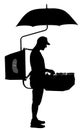 Fast food seller silhouette illustration. Mobile restaurant offer