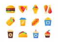 Fast food - set of flat design style icons