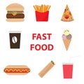 Fast Food Set icon Colored. Vector illustration.