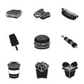 Fast food set icons in black style. Big collection of fast food vector symbol stock Royalty Free Stock Photo