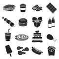 Fast food set icons in black style. Big collection fast food vector symbol stock illustration Royalty Free Stock Photo